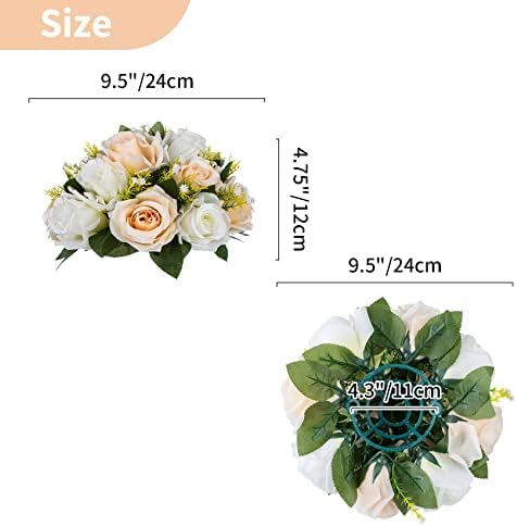 NUPTIO Flower Balls Wedding Table Centerpieces, Peachy Champagne & White - Image 5
