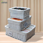 Arpan Small White Wicker Gift Hamper Storage Basket with White Cloth Lining - Image 5