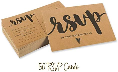 50 Blank RSVP Postcards Rustic Kraft Script Style Print 4"X6" Response Cards,RSVP Reply Card for Wedding,Bridal Shower,Baby Shower - Image 5