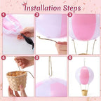 12 Sets 12" Hanging Hot Air Balloon Decortion, Pink - Image 3