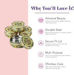 LOVENSPIRE Meenakari Stainless Steel Storage Box with Lid (250gm) Decorative Round Indian Food Container for Sweets, Kitchen Items & Return Gift Favors Pack of 4 - Image 2