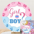 Polyester Diameter 6.5ft Gender Reveal Round Backdrop Girl or Boy Pink Blue Cartoon Baby Supplies Photography Background Pregnancy Surprise Party Decoration Newborn Baby Shower Photo Booth Props by Kzzfqxb