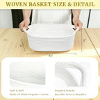 8 Pack Small Woven Baskets with Gift Bags & Ribbons & Cards, Cotton Rope Durable Storage with Handles 12"x8"x5" Empty Gift Baskets for Mother's Day, Baby Showers, Birthdays & Raffle (White) - Image 5