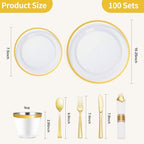Goodluck 700 Piece Clear Gold Disposable Plastic Dinnerware Sets for Party - Image 2