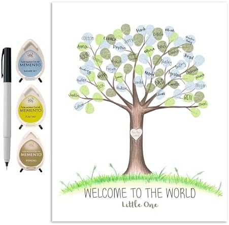 Boy's Baby Shower Fingerprint Tree Set Guestbook Alternative, 11x14 Inches by MeganHStudio