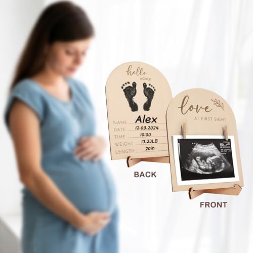 9 Pcs Pregnancy Announcements Set, Include Felt Letter Board Baby Bodysuit Shoes and Wooden Sign Surprise Announcement for Grandparents Partner Gift Family Reveal(Grey Coming soon-white shoe) - Image 6