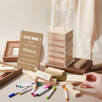 Beeveer 80 Wedding Guest Book Alternative Tumbling Tower Wooden Block, Boho - Image 2