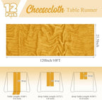 12 Pack Gold Table Runner 10Ft Cheesecloth Table Runner Rustic Gauze Table Runners Romantic Long Sheer Fabric Cheese Cloth Table Runners for Wedding Party Bridal Baby Shower - Image 2
