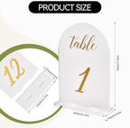 SHINVALE Arch Acrylic Wedding Table Numbers with Gold Foil Font – Frosted Finish, Elegant Modern Design with Stands, Easy Assembly Table Signs for Weddings, Parties & Events (15, 5" x 7") - Image 3