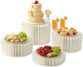 iobiotio Foldable Cake Stand, Reusable Buffet Risers, 4 Pack Round Dessert Stands with Acrylic Tops, Cardborad Display Stands for Weddings, Birthdays, Baby Showers, Parties, Home Decor, White by iobiotio
