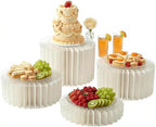 iobiotio Foldable Cake Stand, Reusable Buffet Risers, 4 Pack Round Dessert Stands with Acrylic Tops, Cardborad Display Stands for Weddings, Birthdays, Baby Showers, Parties, Home Decor, White by iobiotio