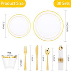 DaYammi 210PCS Clear Gold Plastic Dinnerware Set for 30 Guests - Image 4