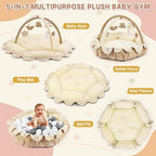 5-in-1 Baby Activity Gym & Play Mat with 6 Hanging Toys, Tummy Time Mat & Cards - Extra Large, Reversible Machine Washable Pad - Gift for Newborns, Infants 0-12 Months, Cream - Image 2