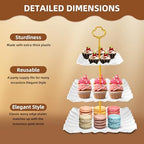 10 Pack Dessert Table Display Set - 4 x Three-Tier Square Cupcake Stands and 6 x Serving Trays, Elegant Tableware for Cakes, Cupcakes, Pastries, and Snacks, Perfect for Parties (Pink) - Image 4