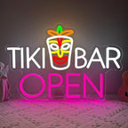 Tiki Bar Neon Sign, Tiki Bar Led Light Signs for Wall Decor Open Hawaii Tropical Luau Party Decorations for Pub Bistro Night Club Home Man Cave Dimmable USB Powered Pink(16.9"*11.4") by Unknown