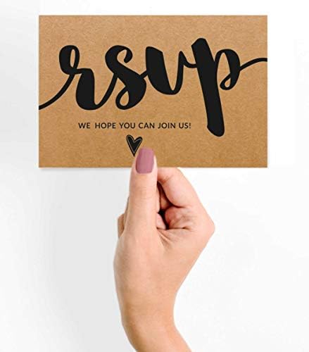 50 Blank RSVP Postcards Rustic Kraft Script Style Print 4"X6" Response Cards,RSVP Reply Card for Wedding,Bridal Shower,Baby Shower - Image 2