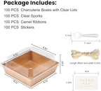 100pcs Smal Charcuterie Boxes with Clear Lids - Disposable Food Containers for Desserts,Boxes for Sandwich, Cake Slice Packaging, Fruit,Salad,Perfect for Bakery Treats,(Brown, 5.3 * 4.9 * 2.5 in) - Image 3