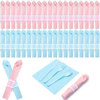 Lasnten 50 Sets Pre-rolled Gender Reveal Cutlery Set with Napkin by Lasnten