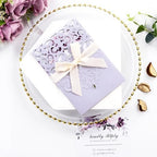 50PCS Blank Wedding Invitations with Envelopes and RSVP Cards Light Purple - Image 4