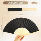 WAYASDCU 100pcs Paper Fans Handheld Folding Fans Bulk Fans for Line Dancing Bulk Black Wedding Fans Folding Fans Handheld for Guest Dancing Party DIY Craft Photo Props Wall Decoration - Image 5