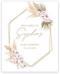 Andaz Press Custom Large Welcome Baby Shower Sign, 16 X 20, Boho Dried Floral Personalized Canvas Welcome Sign Canvas Sign For Baby Sprinkle, Fall Baby Shower Decorations Boho Baby Shower Welcome Sign by AndazPress