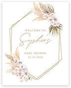 Andaz Press Custom Large Welcome Baby Shower Sign, 16 X 20, Boho Dried Floral Personalized Canvas Welcome Sign Canvas Sign For Baby Sprinkle, Fall Baby Shower Decorations Boho Baby Shower Welcome Sign by AndazPress