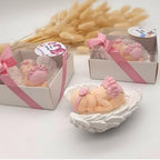 Baby Shower Favor, Set of Stone Angel with Wing Baby Favor Magnet, Baptism Return giveaways Pink White Blue Girl Boy Favor Magnets, Gender Reveal, Communion Gifts (White Wing Pink Baby, Set of 40) by GiftUp