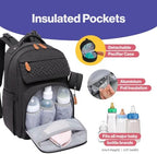 BabbleRoo Diaper Bag Backpack - Travel Large Baby Diaper Bag with Changing pad, Waterproof Baby Bags for Mom & Dad, Unisex Bags with Pacifier Case, Luggage Strap & Stroller Clips– Black - Image 4