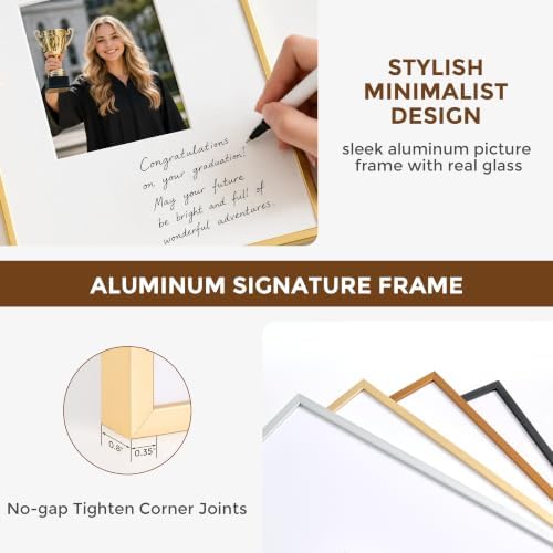 Signature Picture Frame 20x26, Aluminum Signable Frame with Glass, Gold - Image 3