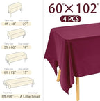 4 Pack Rectangle Tablecloth 60x102 Inch Burgundy Washable Polyester Table Cover for Wedding Dining Table Buffet Parties Banquet Decoration（Burgundy） - Image 2