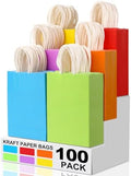 XPCARE 100Pcs Paper Gift Bags 6.3x3.15x8.66'' Kraft Paper Party Favor Bags by XPCARE