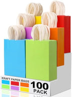XPCARE 100Pcs Paper Gift Bags 6.3x3.15x8.66'' Kraft Paper Party Favor Bags by XPCARE