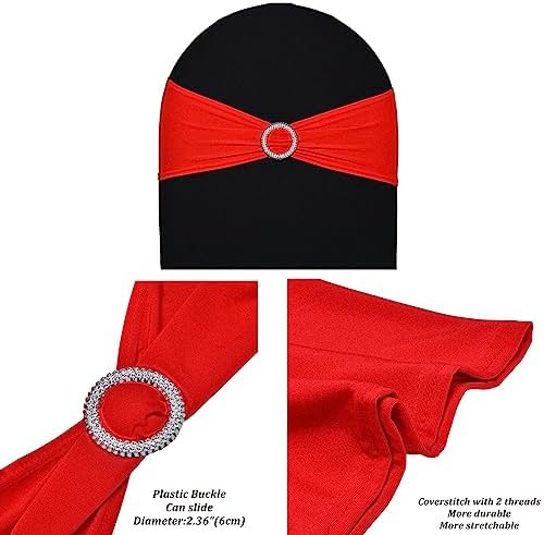 50pcs Red Spandex Chair Sashes,Durable Workmanship,Stretchable Chair Ties with Elastic for Wedding Party Banquet Event Celebration Birthday Graduation Meeting Baby Shower Decoration - Image 2