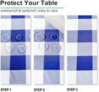 Hiasan Checkered Tablecloth Square 70 x 70 Inch, Royal Blue and White - Image 2