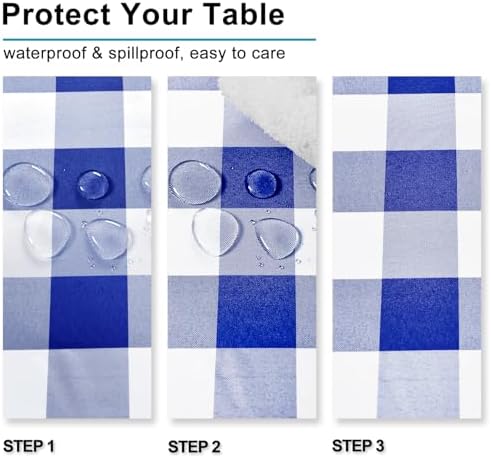 Hiasan Checkered Tablecloth Square 70 x 70 Inch, Royal Blue and White - Image 2