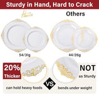 Hioasis 175 Pcs White Gold Plates for Wedding - Image 3