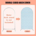 Blue Chevron Arch Backdrop Covers One-Sided Arched Frame Stand Stretchy Fabric Covers for Birthday Parties Baby Shower Wedding Arch Tablecloth Decor Props - Image 4