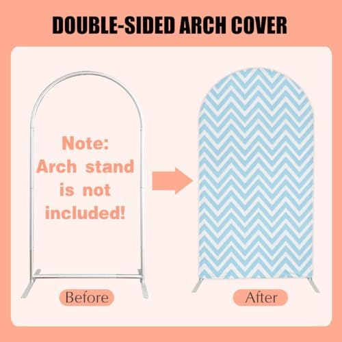 Blue Chevron Arch Backdrop Covers Double-Sided Arched Frame Stand Stretchy Fabric Covers for Birthday Parties Baby Shower Wedding Arch Tablecloth Decor Props - Image 4