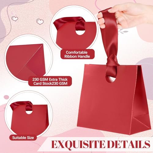 Feifeiya 30 Pcs Small Red Gift Bags with Ribbon Handle - Image 3