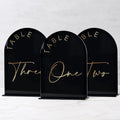 Black Arch Wedding Table Numbers 1-20 with Stands, 5x7 Inch Black Arch Acrylic Sign with Gold Letters, Acrylic Table Numbers for Wedding Reception by JINMURY