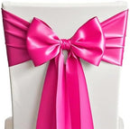 Hot Pink Chair Sashes Bows 50 Pack Fitted Satin Chair Sashes Ribbons 7x108 Inches Chair Ties Bands for Wedding Party Birthday Bridal Shower Baby Shower Decor - Fushia, 50 by SINSSOWL