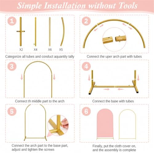 Arttown 7.2FT Arch Backdrop Stand and Pink Arch Cover Set - Image 4