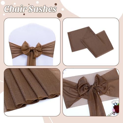 MDS Pack of 125 Chiffon Chair Sashes for Wedding & Event Décor - Mocha - Image 5