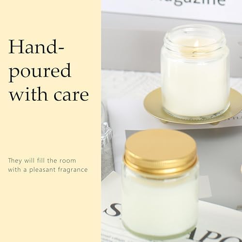 24 Pcs 4 Oz Mason Jar Candles, Vanilla Scented Soy Candles Bulk Set for Stress Relief and Relaxation, Great Favors for Wedding, Christmas, Housewarming Gifts (Gold, Vanilla, 24) - Image 5