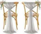 MDS Pack of 200 Chiffon Chair Sashes for Wedding & Event Décor - Grey by MDS