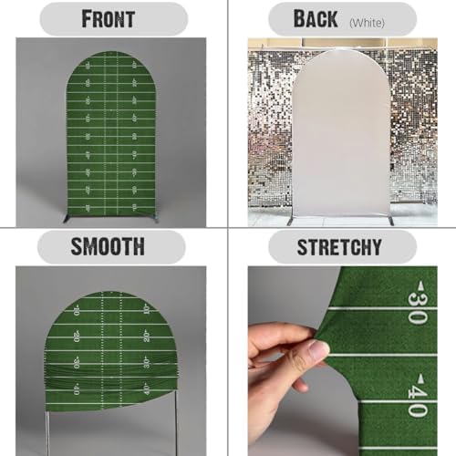 NIVIUS PHOTO Rugby Football Arch Backdrop Cover - 6FT Green Grass Field Photo Booth Background for Kids Birthday, Sports Themed Party, Baby Shower, Game Day Decorations - Image 5