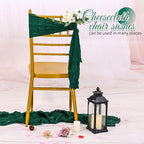Pesonlook 60 PCS Emerald Green Chair Sashes Cheesecloth Sashes Rustic Chair Decorative Bows Designed ChairCover for Wedding Banquet Party Aisle Home Kitchen Decoration (16 x 70 inch) - Image 5