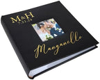 Personalized Photo Album, Custom Engraved Picture Album, Holds 200 4" x 6" Photos, Leatherette and Laser Engraved Scrapbook, Wedding Initials and Last Name, Black by GiftsForYouNow