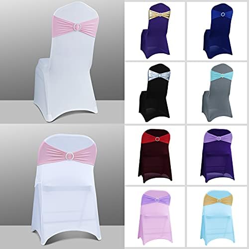 Babenest 50PCS Spandex Chair Sashes Bows with Buckle for Wedding Deco, Pink - Image 4