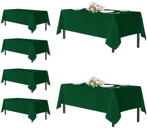 sancua Tablecloths Rectangle, 6 Pack Table Cloth for 8 Foot Tables, Hunter Green by sancua